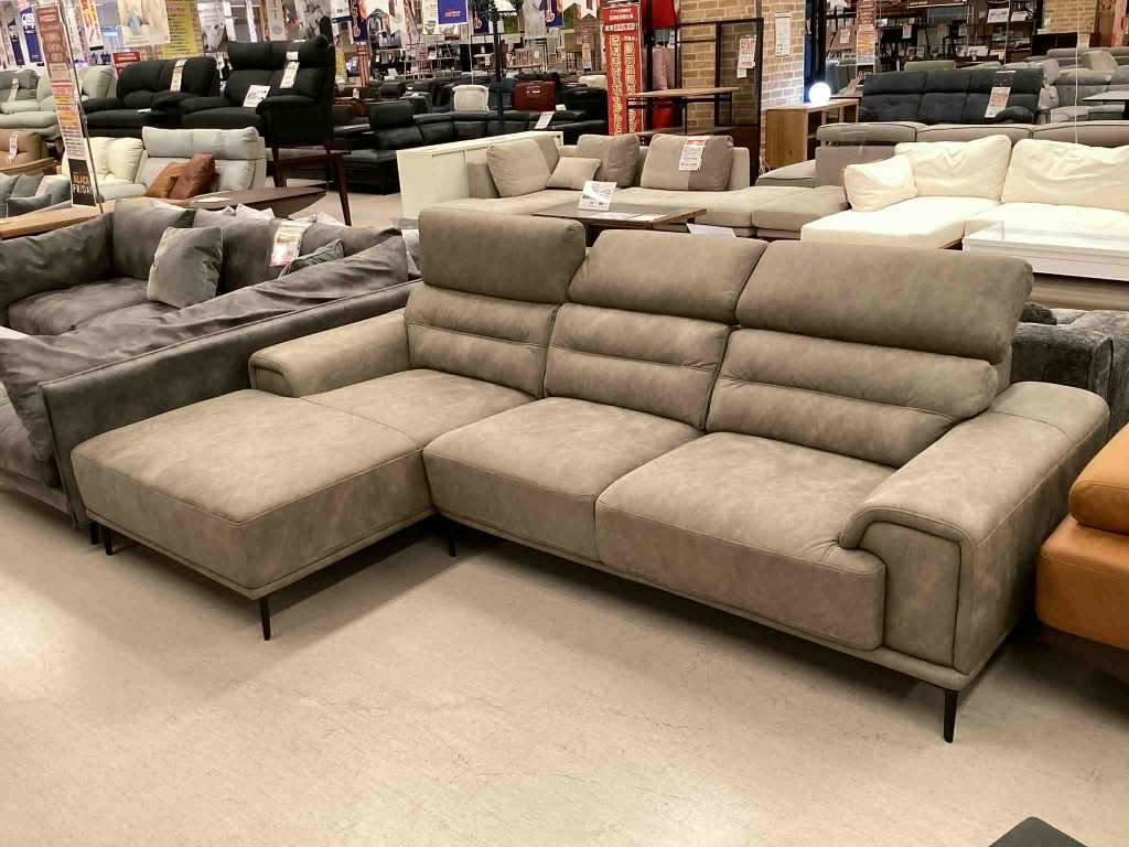 【西岡店　展示現品】布張りカウチソファ　ﾗﾃ