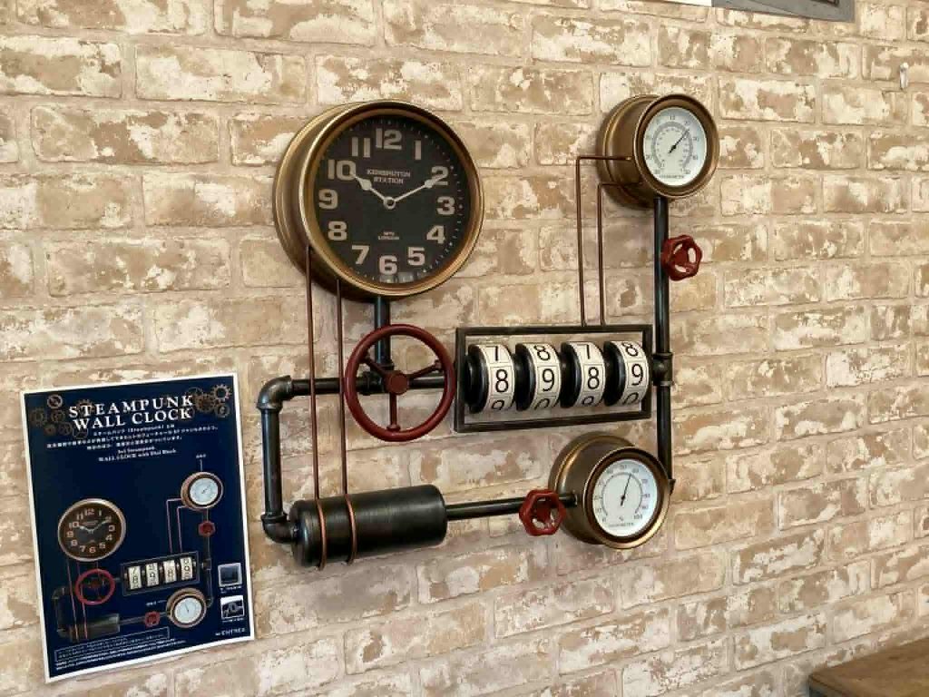 【西岡店　展示現品】インテリア時計　STEAMPUNK WALLCLOCKﾀﾞｲｱﾙBK