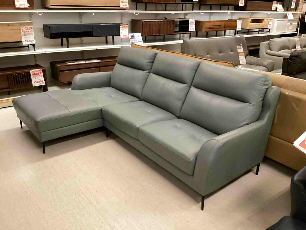 【西岡店　展示現品】革張りカウチソファ　DJ-2008
