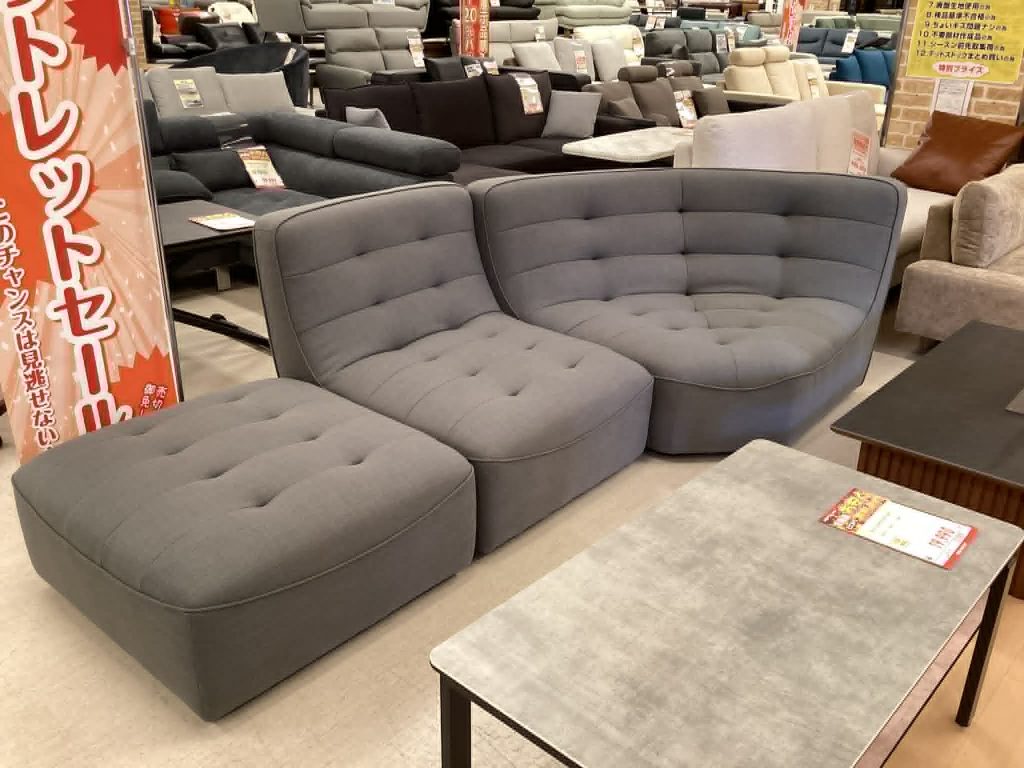 【西岡店　展示現品】布張りカウチソファ　FSP018-A 1PAL+C+ST