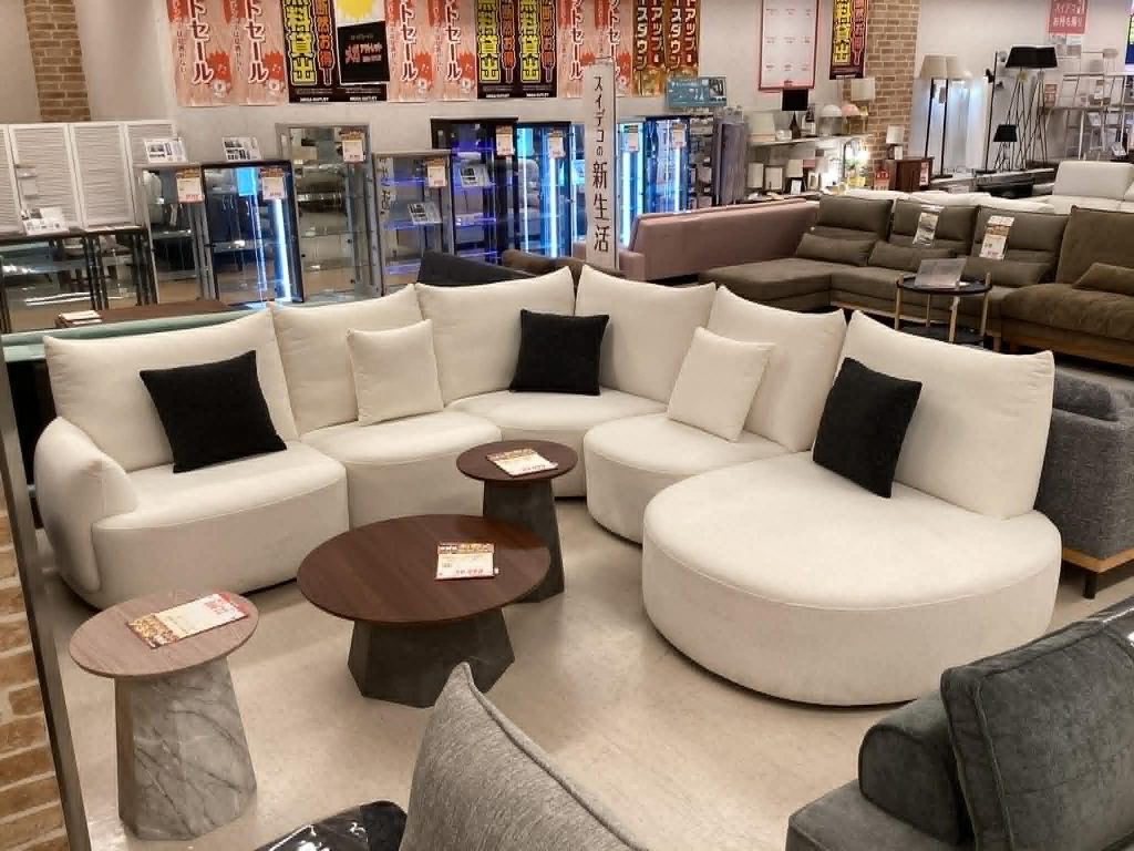 【西岡店　展示現品】布製コーナーソファセット　1204