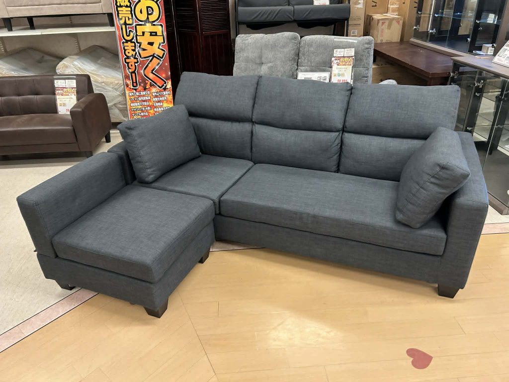 【西岡店　展示現品】布張りカウチソファ