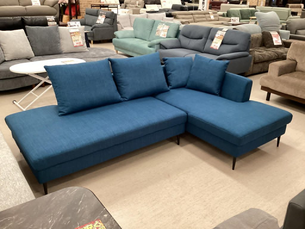 【西岡店　展示現品】布張りカウチソファ