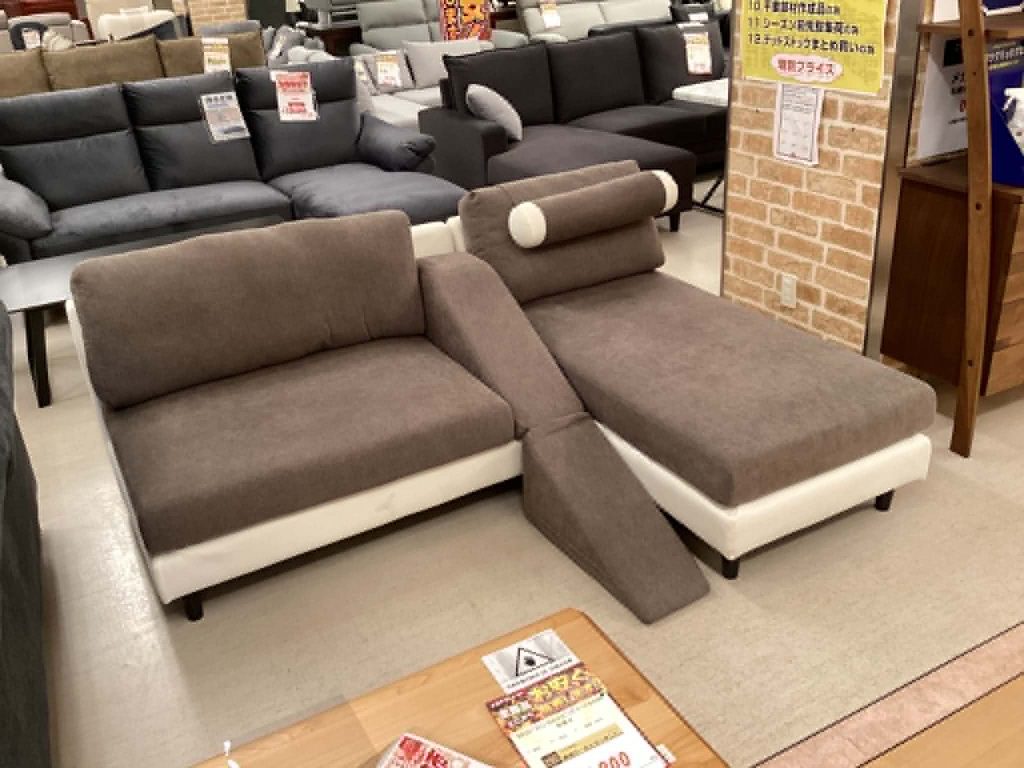 【西岡店　展示現品】布張りカウチソファ