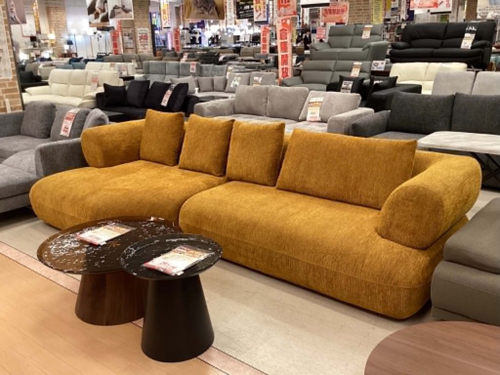 【西岡店　展示現品】布張りカウチソファ